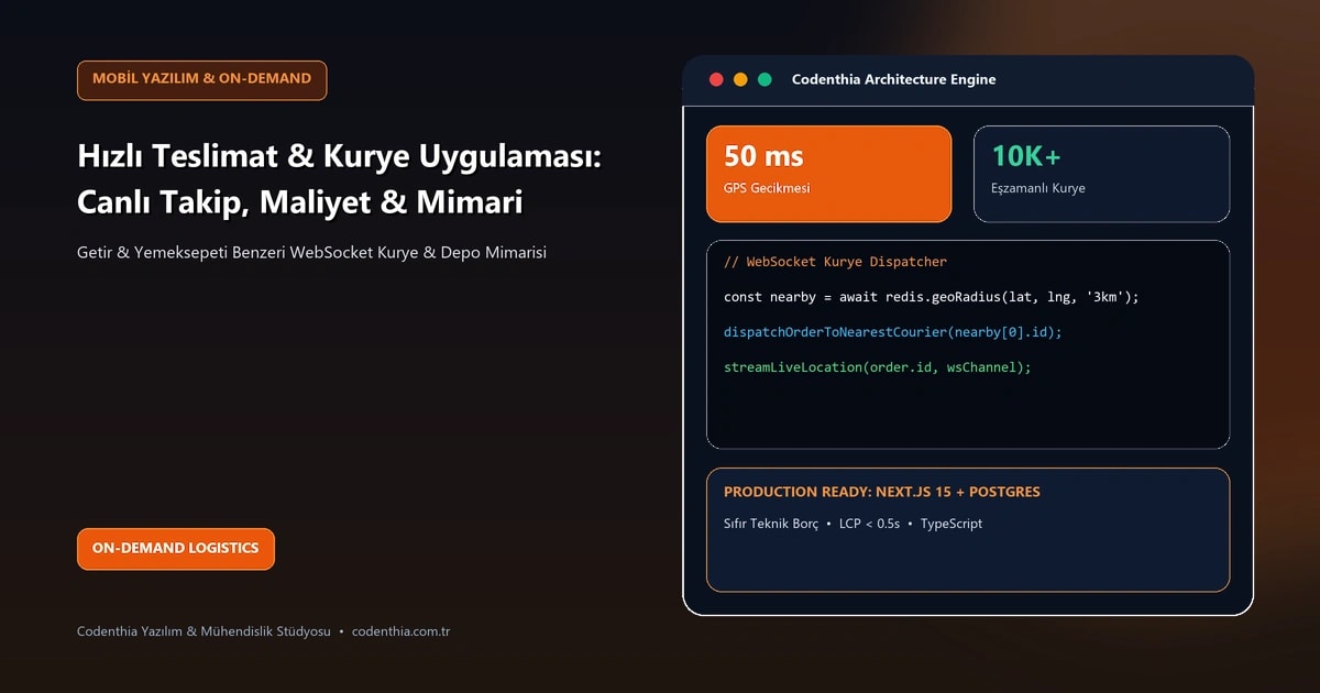 Hızlı Dağıtım ve Kurye Teslimat Mobil Uygulaması (Getir/Yemeksepeti) Mimarisi ve Maliyeti