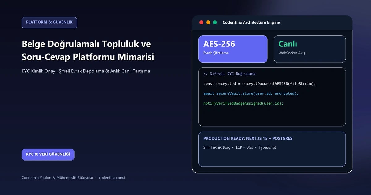 Belge Doğrulamalı Topluluk ve Soru-Cevap Platformu Mimarisi