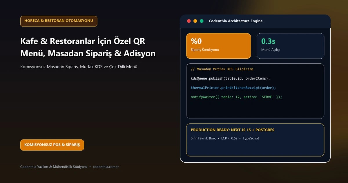 Kafe & Restoranlar İçin Özel QR Menü, Masadan Sipariş & Adisyon Altyapısı