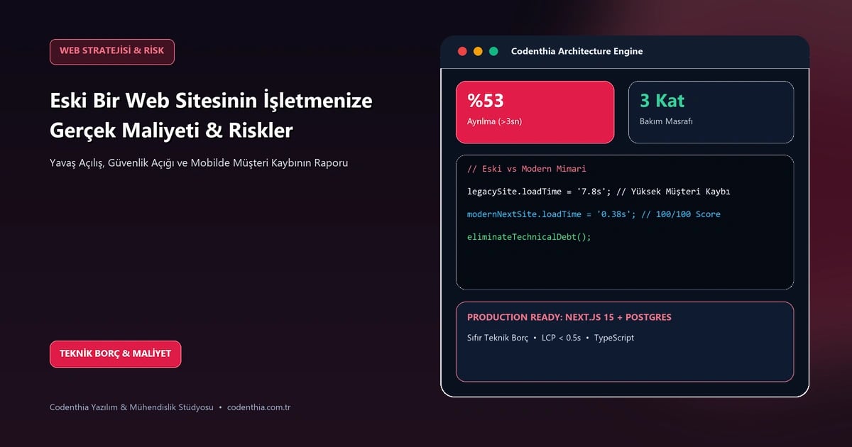 Eski Bir Web Sitesinin İşletmenize Gerçek Maliyeti ve Teknik Riskler