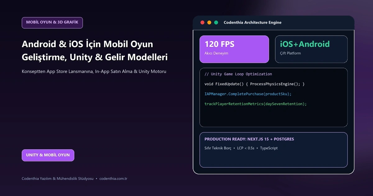 Android ve iOS İçin Mobil Oyun Geliştirme Aşamaları, Unity Mimarisi ve Gelir Modelleri